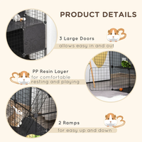 Vente chaude : Cage pliable pratique à 3 niveaux pour petits animaux, lapins, cochons d'Inde, parc de jeu portable en fer pour animaux de compagnie d'intérieur