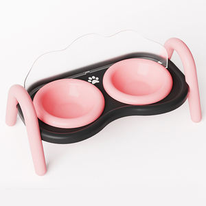 Ramah lingkungan <span class=keywords><strong>2</strong></span> mangkuk kucing keramik tinggi mangkuk ganda anti-benturan untuk kucing dan anjing - Product Image 1