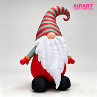 Gnome de Noël gonflable géant personnalisé, grand gnome gonflable debout avec chapeau rayé pour la décoration de centres commerciaux, de cours et d'événements festifs
