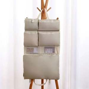 Sac de rangement de voyage en tissu rectangulaire de couleur beige/rose/gris/bleu, sac de rangement pliable multifonctionnel pour vêtements suspendus - Product Image 4