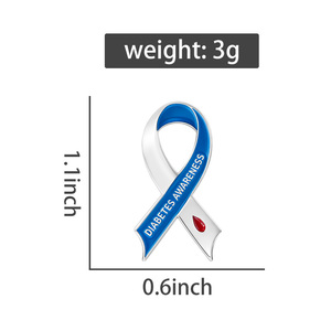 Pin Enamel Pita Kesadaran Diabetes Garis Biru Putih dengan Desain Pita Darah Merah Bros Lencana Kerah Perhiasan Hadiah untuk Teman - Product Image 6