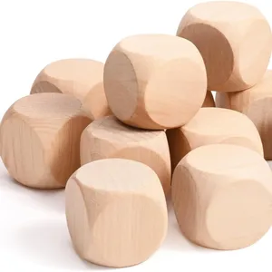 Grosir Pabrik dadu kayu belum selesai Logo kustom kubus sudut bulat blok kayu dengan harga murah