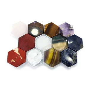 natural gemstone amethyst jasper smooth hexagon phone accessories grip healing 3M crystal rose quartz mobile phone socket holder