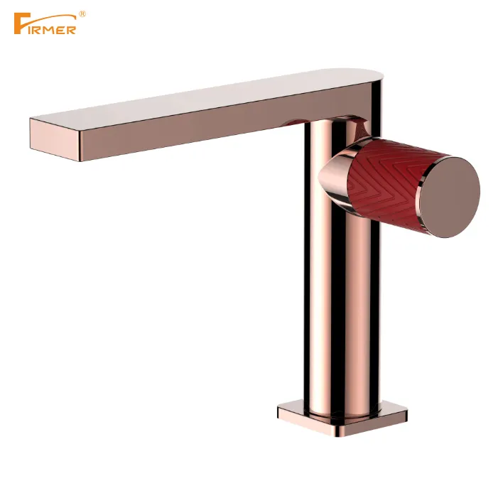 Hot sell luxury rose gold bathroom Hot and cold water basin mixer brass basin faucet