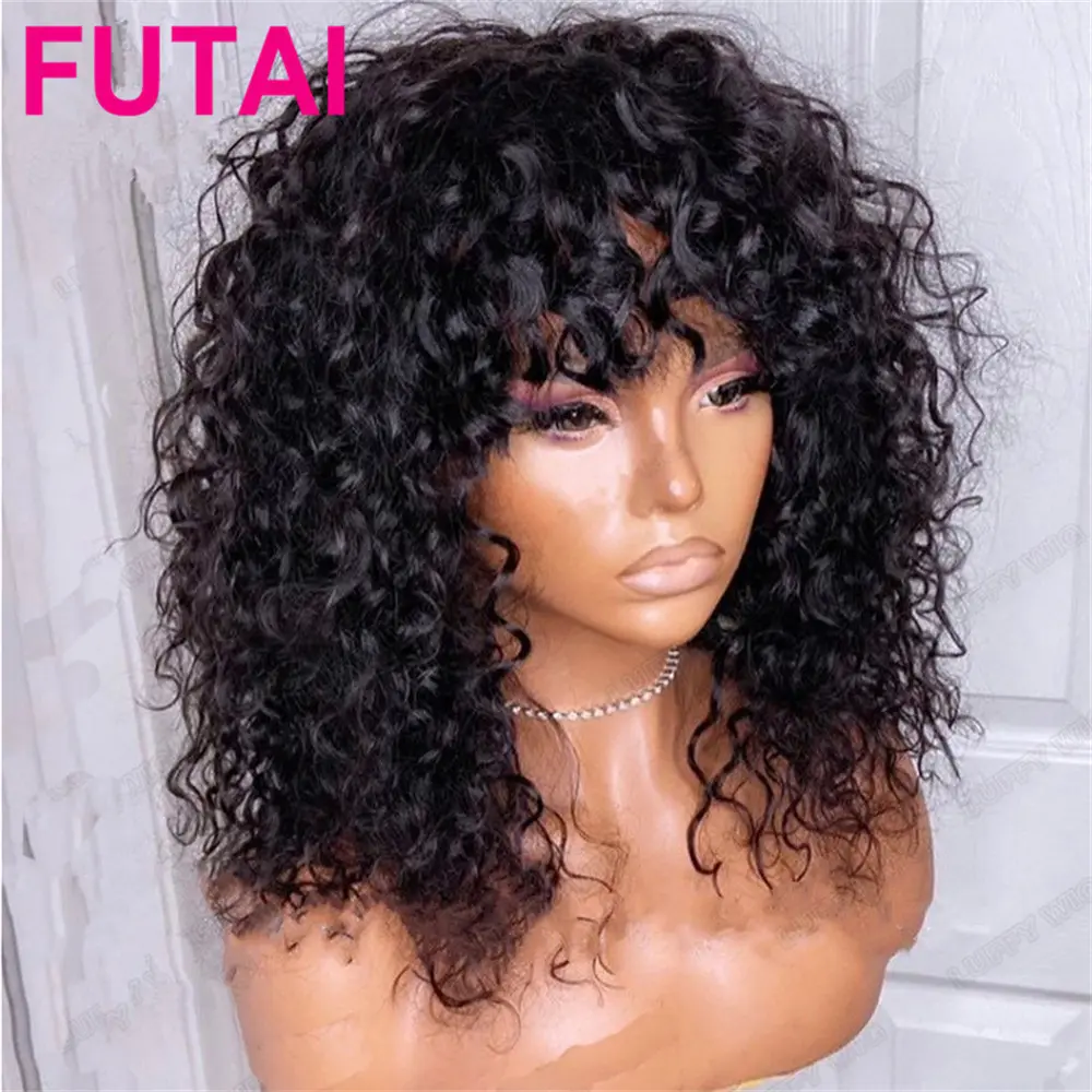 Ketebalan 180% Wig Frontal renda gelombang air transparan Wig rambut manusia depan renda Brasil 14 inci untuk WANITA HITAM