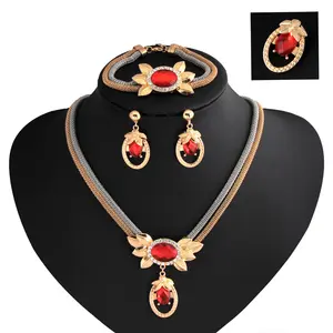 Aug jewelry 4-piece set of diamond-studded atmosphere exaggerated American retro clavicle necklace earrings jewelry set