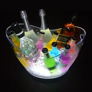 ถังน้ำแข็งพลาสติกสำหรับบาร์เครื่องดื่ม,ถังน้ำแข็งไฟ LED สำหรับแชมเปญไวน์ขวดเบียร์