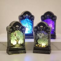 Pierre tombale squelette lumineuse à LED pour Halloween – Accessoire de terreur pour fête, décoration de bar, pièce secret hantée