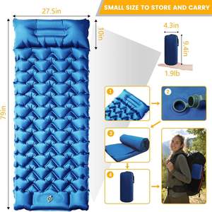 Outdoor <b>Waterproof</b> Thick Sleeping <b>Pad</b> With Pillow Ultralight Inflatable Tent Mattress Bed Foot Pump Camping Hiking Traveling Com - Product Image 2