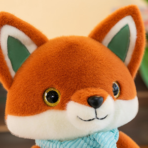 Peluche volpe regalo di compleanno per bambini piccola volpe arancione con sciarpa - Product Image 3