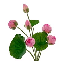 Fleurs et feuilles de lotus artificielles en soie, style chinois, pour la décoration de la maison, du salon, des bassins à poissons, moulage par injection
