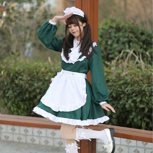 Lolita Luxury British Maid Outfit Long Sleeve Cosplay Costume Black Wine Red Dark Green Winter 2022 Game Anime Role Playing - Product Image 4