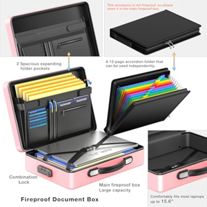 易华兴防火文件袋16英寸大容量公文包，带拉链安全储物笔记本电脑证书文件 - Product Image 2