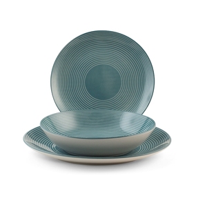 ชุดอาหารค่ำสีเขียวอมฟ้า 18 ชิ้น ยี่ห้อ Echo ประกอบด้วยจานเสิร์ฟ ชาม และชุดภาชนะบนโต๊ะอาหารครบชุด - Product Image 1