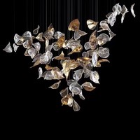 Mode moderne Art Verre Éclairage personnalisé Forme de feuille Amour Fleurs Plafonnier Suspendu Hôtel Salon Chambre Lustres