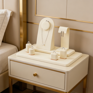 Wholesale White/Customized PU Leather Luxury OEM Customized Jewellery Cabinet Display Necklace <b>Earring</b> Bracelet - Product Image 5