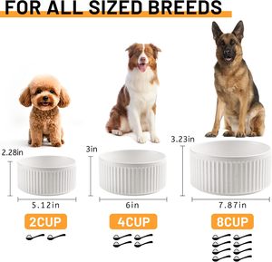 Bols en céramique pour chien de <span class=keywords><strong>6</strong></span> pouces, bol pour nourriture et eau pour chien, bol d'alimentation blanc pour chiens - Product Image 2