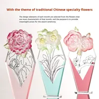 Trophée en cristal personnalisé, haut de gamme, élégant, créatif, en forme de rose, récompense commémorative de retraite, fabriqué en Chine