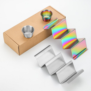 נירוסטה קלאסי עמיד <span class=keywords><strong>Taco</strong></span> מחזיק מעמד מתלה מגש ידידותי לסביבה מקסיקני מדפי פנקייק עם דפוס הצמח - Product Image 3