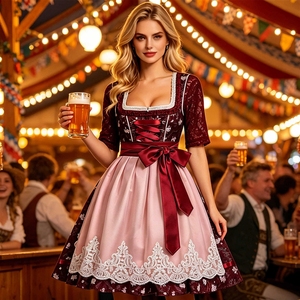 Costumi da Fattoria in Stile Country per Carnevale e Halloween, Abiti Bavarese per l'Oktoberfest da Donna - Product Image 1