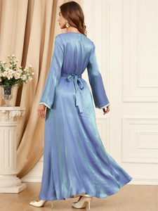 Robe brodée modeste de Dubaï pour femmes Abaya ouverte 2 pièces adultes musulmans vêtements quotidiens imprimés méthodes en relief - Product Image 5
