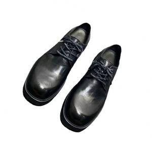 Zapatos Oxford de Cuero Negro con Punta Redonda, Cordones y Suela de Goma, Calzado Casual para Hombre para Todas las Temporadas - Product Image 3