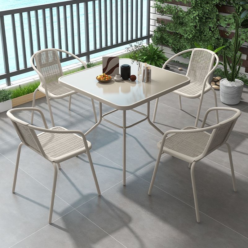 80*80CM Champagne-colored Square Table with 4 Chairs