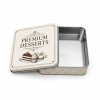 Boîte en fer blanc carrée personnalisée de qualité alimentaire pour emballage cadeau de macarons et desserts haut de gamme