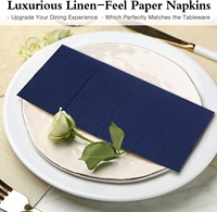 Serviettes de table jetables bleu marine avec poche de couverts intégrée Serviette de table pré-pliée pour couteaux fourchettes Serviettes de toilette en lin