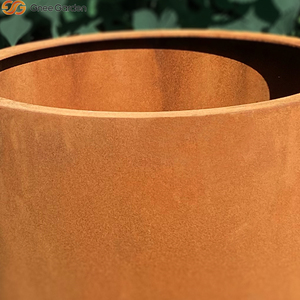 Jardinière ronde classique en acier Corten tendance 2026 - Pot de fleurs robuste en acier patinable pour jardin - Product Image 3