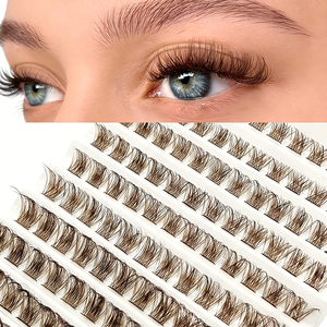 Set di Ciglia Finte 3D in Visone Marrone Pre-Impruzzate con Colla, Stile Cluster, Ciglia Segmentate Pre-Tagliate, Loghi Personalizzati, Cruelty-Free - Product Image 1