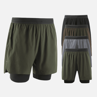 Shorts de sport décontractés pour hommes, taille mi-haute, 2-en-1 avec doublure de compression, séchage rapide, pour la gym, la course, le yoga et le quotidien