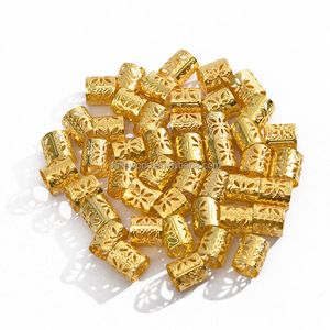 BELLEWORLD <span class=keywords><strong>Tube</strong></span> Perles Anneaux en argent doré pour tresses Bijoux Anneau Dreadlock Perles Réglables Tresse Poignets Perles de cheveux - Product Image 3