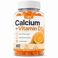 Gommes de citrate de calcium, vitamine D3 et pectine, saveur orange, sans sucre, complément alimentaire pour une nutrition minérale quotidienne et le bien-être