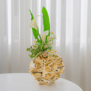 <span class=keywords><strong>Vase</strong></span> en céramique électro-plaqué de style européen Moyen-Orient Luxe doré Hydroponique Fleurs séchées Décoration d'intérieur Ornements - Product Image 2