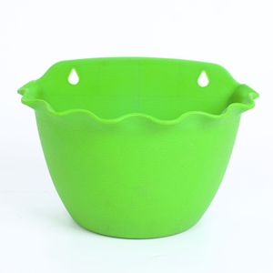 Pot de fleurs mural en plastique PP, 5 couleurs, design à bord festonné avec trous de drainage pour jardin, balcon, plantation verticale - Product Image 6