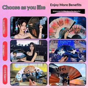 Éventail pliant de concert <span class=keywords><strong>Zhou</strong></span> <span class=keywords><strong>Shen</strong></span> pour fans, accessoire d'ambiance personnalisé, éventail de célébrité en PVC, tissu, papier Xuan, logo à motifs, moderne - Product Image 4