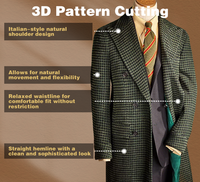 Manteau en laine à carreaux verts pour homme, manteau long à double boutonnage de qualité supérieure, manteau sur mesure pour homme pour l'automne et l'hiver, vêtements de travail