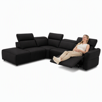 Canapé inclinable électrique modulaire de style italien de luxe avec appuie-têtes motorisés, console multimédia intégrée et lampes de lecture pour villa