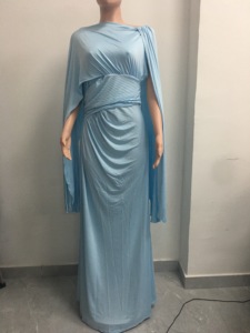 Abito da sera lungo da donna <span class=keywords><strong>con</strong></span> maniche a mantella drappeggiate e vita arricciata, ideale per invitati a matrimoni ed eventi formali - Sehe Fashion - Product Image 5