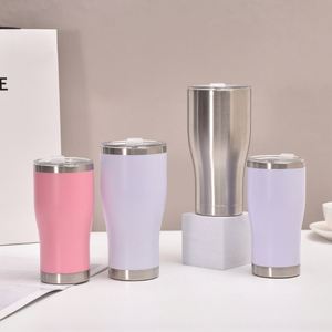 Gobelet isotherme incurvé en acier inoxydable de 20 oz avec revêtement en poudre dégradé, isolation sous vide et couvercle 2-en-1 personnalisé - Product Image 1