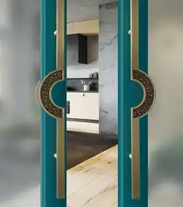 Custom simple glass door door handle modern new Chinese aluminum alloy semi-round wooden door long handle