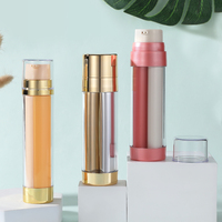 2 X 45ml Botol Sedotan Dua Ruang Tabung Ganda Nozzle Tunggal Botol Vakum untuk Lotion & Serum Perawatan Kulit Merah/Kuning