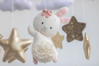 Écologique doux rose safari pépinière chambre suspendu animal ballon lapin feutre jouets bébé mobiles pour fille bebe