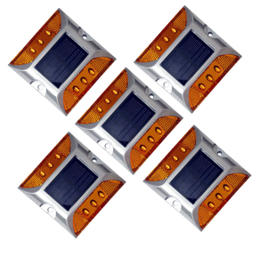 Dissuasori Stradali a Occhio di Gatto con Luci Solari Interrate, Impermeabili, in Alluminio, Lampeggianti Ambra, per la Sicurezza Stradale - Product Image 1