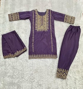 Duppata Salwar Kameez CHINON de seda para niñas con hermosa secuencia Malti y borde de encaje para fiestas Precio al por mayor - Product Image 1