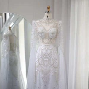 شارون قال SS145 أبيض عربي إسلامي فاخر دبي حورية البحر فساتين السهرة بورجوندي المرأة حفل زفاف حزب زائد حجم فستان حفلة موسيقية - Product Image 2