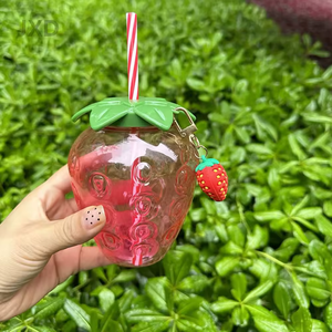 Vaso de Plástico PET de 500 ml con Tapa y Pajita, Diseño de Fresa, Apto para Alimentos, Ecológico, Libre de BPA, para Fiestas y Regalos Infantiles, Venta al Por Mayor ZB - Product Image 5