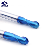 JR104 R0.5mm-R2mm HRC65 Fraise en carbure monobloc revêtue à 2 cannelures Fraise en carbure de nez sphérique Fraise en carbure