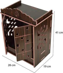 Pooja mandir cho nhà tường treo MDF ngôi đền bằng gỗ với cửa - Product Image 3